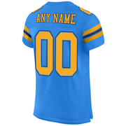 Custom Powder Blue Gold-Navy Mesh Authentic Football Jersey