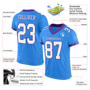 Custom Powder Blue White-Purple Mesh Authentic Football Jersey