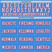 Custom Powder Blue Red-Navy Mesh Authentic Throwback Football Jersey