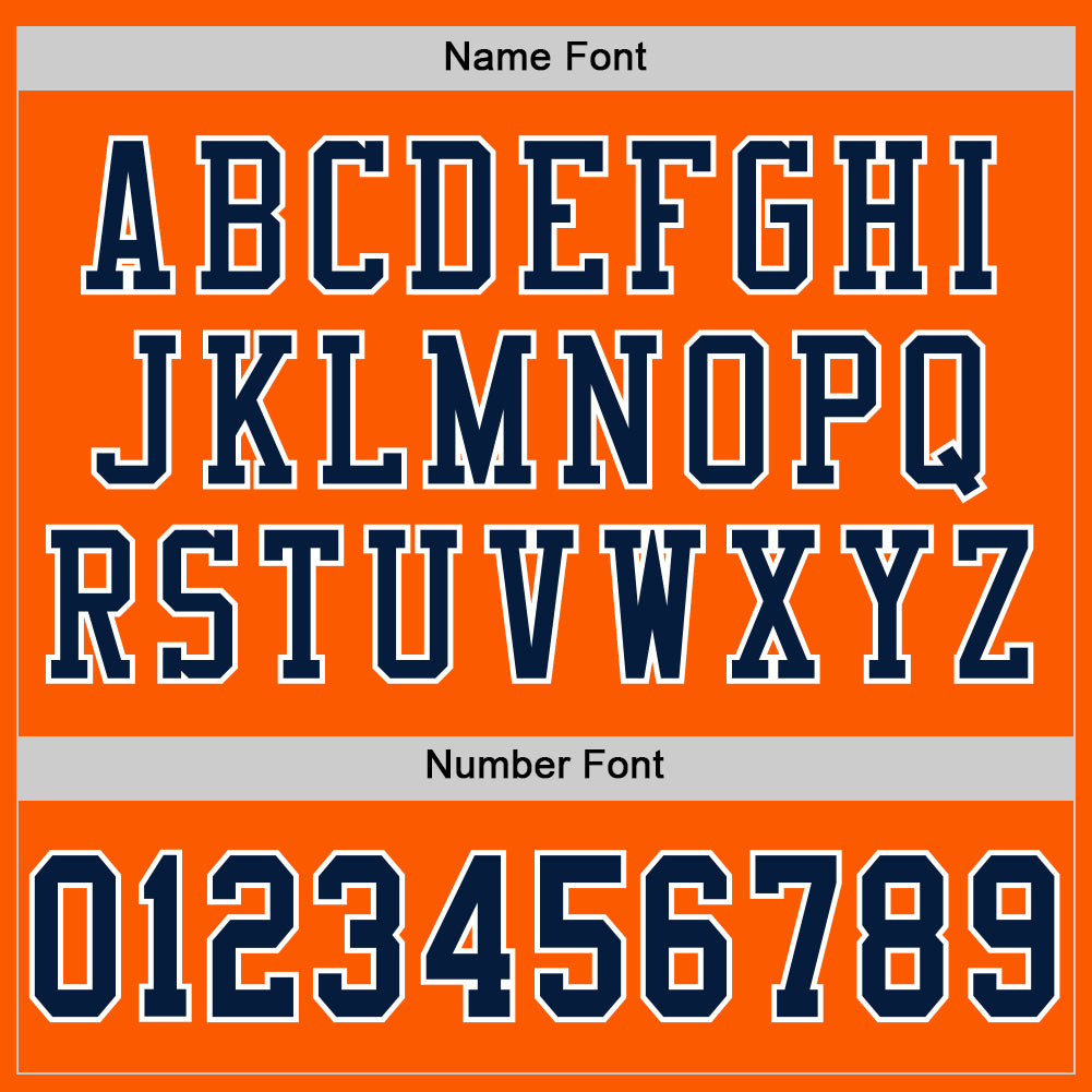 Custom Orange Navy-White Mesh Authentic Football Jersey