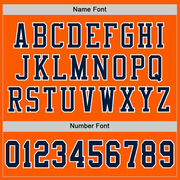 Custom Orange Navy-White Mesh Authentic Football Jersey