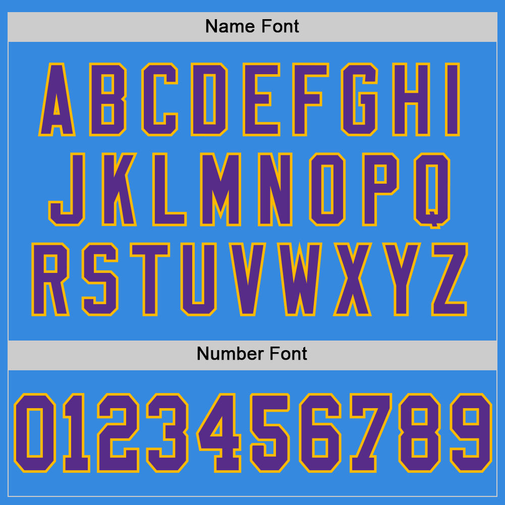 Custom Powder Blue Purple-Gold Mesh Authentic Throwback Football Jersey