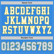 Custom Powder Blue White-Gold Mesh Authentic Throwback Football Jersey