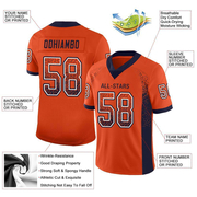 Custom Orange Navy-White Mesh Drift Fashion Football Jersey