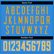 Custom Powder Blue Gold-White Mesh Split Fashion Football Jersey