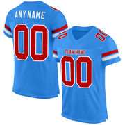 Custom Powder Blue Red-White Mesh Authentic Football Jersey