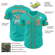 Custom Aqua Orange-White Authentic Baseball Jersey