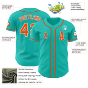 Custom Aqua Orange-White Authentic Baseball Jersey