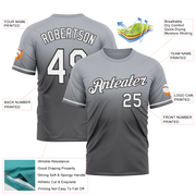 Custom Gray Steel Gray-Black Fade Fashion Performance T-Shirt