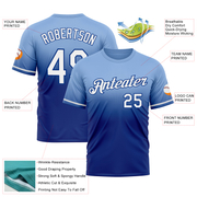 Custom Light Blue White-Royal Fade Fashion Performance T-Shirt