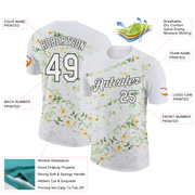 Custom White Black 3D Pickleball Paddles Balls Floral Performance T-Shirt