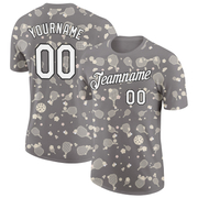 Custom Gray White-Black 3D Pickleball Paddles Balls Floral Performance T-Shirt