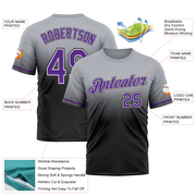 Custom Gray Purple-Black Fade Fashion Performance T-Shirt
