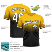 Custom Yellow White-Black Fade Fashion Performance T-Shirt