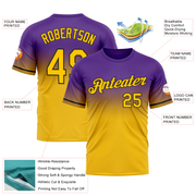 Custom Purple Yellow-Black Fade Fashion Performance T-Shirt
