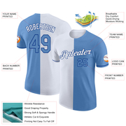 Custom Light Blue White-Royal Split Fashion Performance T-Shirt