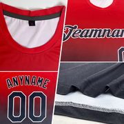 Custom Gray Red-Black Fade Fashion Performance T-Shirt