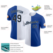 Custom Royal Black-Light Blue Split Fashion Performance T-Shirt