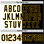 Custom Black White-Gold Split Fashion Performance T-Shirt