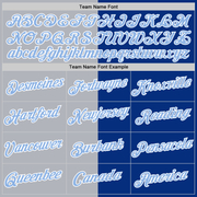 Custom Royal Light Blue-Gray Split Fashion Performance T-Shirt