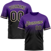 Custom Purple Black-Cream Fade Fashion Performance T-Shirt