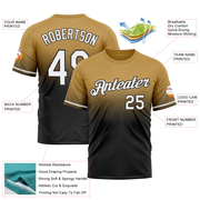 Custom Old Gold White-Black Fade Fashion Performance T-Shirt