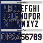 Custom Navy White-Old Gold Split Fashion Performance T-Shirt