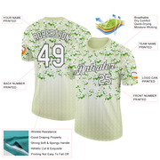 Custom Green White-Black 3D Pickleball Balls Floral Performance T-Shirt