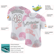 Custom White Black 3D Pickleball Paddles Balls Floral Performance T-Shirt