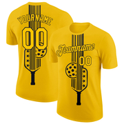 Custom Yellow Black 3D Pickleball Paddles Balls Performance T-Shirt