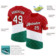 Custom Red White Green-Black 3D Pickleball Balls Performance T-Shirt