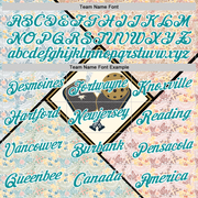 Custom Cream Teal-White 3D Pickleball Paddles Balls Floral Performance T-Shirt