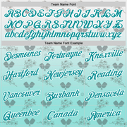 Custom Blue Teal-White 3D Gradient Pickleball Paddles Balls Floral Performance T-Shirt