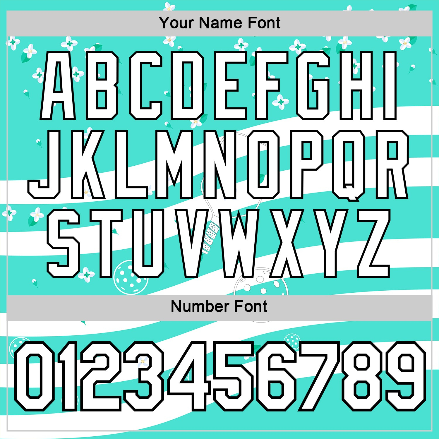 Custom Green White-Black 3D Pickleball Paddles Balls Floral Performance T-Shirt