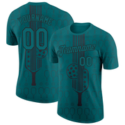Custom Teal Black 3D Pickleball Paddles Balls Performance T-Shirt
