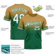 Custom Old Gold White-Kelly Green Fade Fashion Performance T-Shirt