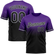 Custom Purple Black-Gray Fade Fashion Performance T-Shirt
