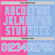 Custom Pink Light Blue-White Split Fashion Performance T-Shirt