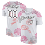 Custom White Black 3D Pickleball Paddles Balls Floral Performance T-Shirt