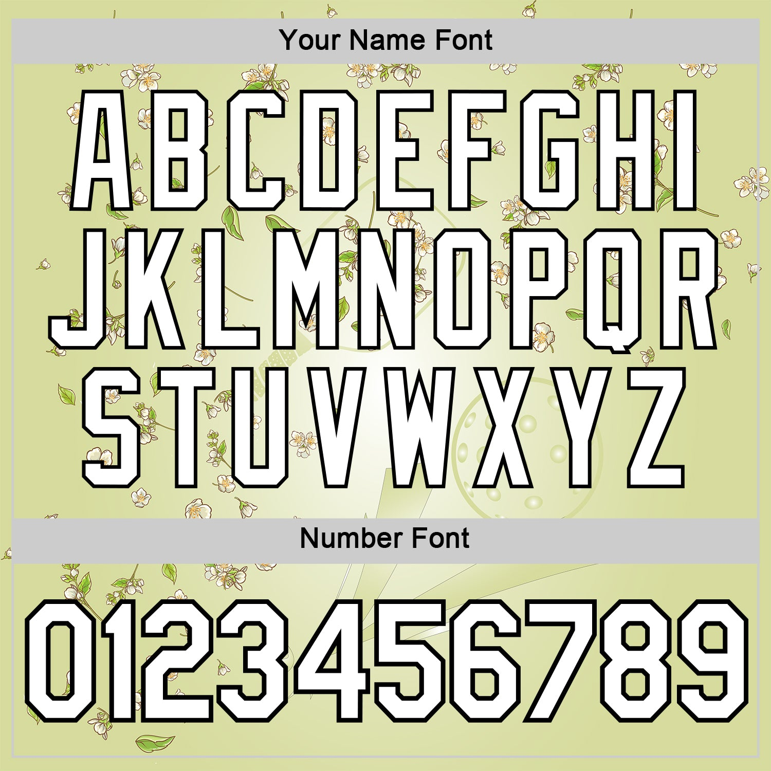 Custom Green White-Black 3D Pickleball Paddles Balls Floral Performance T-Shirt