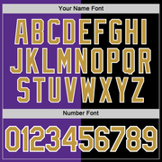 Custom Black Old Gold-Purple Split Fashion Performance T-Shirt