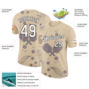 Custom City Cream White-Black 3D Pickleball Paddles Balls Floral Performance T-Shirt