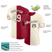 Custom Cream Crimson-Black Split Fashion Performance T-Shirt