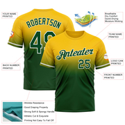 Custom Yellow Green-White Fade Fashion Performance T-Shirt