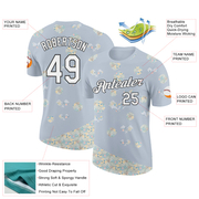 Custom Silver White-Black 3D Pickleball Paddles Balls Floral Performance T-Shirt