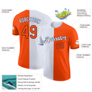 Custom Orange White-Navy Split Fashion Performance T-Shirt