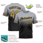 Custom Gray Old Gold-Black Fade Fashion Performance T-Shirt