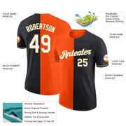 Custom Black Orange-Old Gold Split Fashion Performance T-Shirt