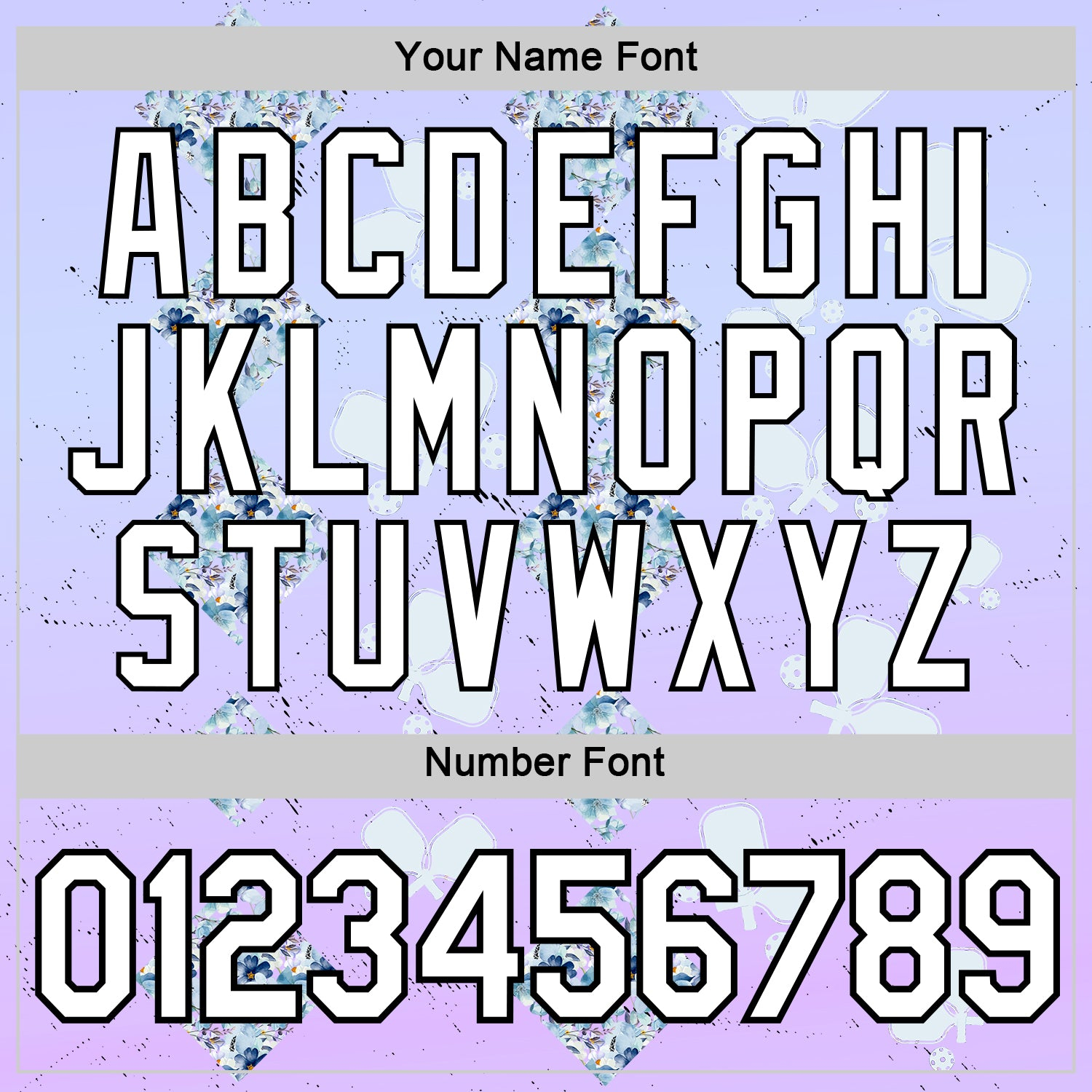 Custom Purple White-Black 3D Pickleball Paddles Balls Floral Performance T-Shirt