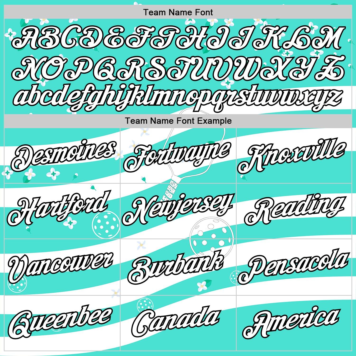 Custom Green White-Black 3D Pickleball Paddles Balls Floral Performance T-Shirt